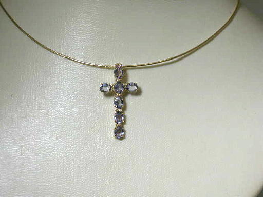 281 TOP 3,45ct TANSANIT DIAMANT KREUZ 750 GELBGOLD  